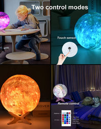 HYODREAM 3D Moon Lamp Kids Night Light Galaxy Lamp 16 Colors LED Light with Rechargeable Battery Touch & Remote Control as Birthday Gifts for Boys/Girls/Kids
