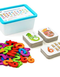 LiKee Alphabet Number Flash Cards Wooden Letter Puzzle ABC Sight Words Match Games Animal Counting Board Preschool Educational Montessori Toys for Toddlers Boys Girls 3+ Years (36 Cards& 37 Blocks)
