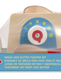 Melissa & Doug Bread and Butter Toaster Set (9 pcs) - Wooden Play Food and Kitchen Accessories
