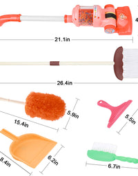 Meland Kids Cleaning Set - 8Pcs Toddler Broom and Cleaning Set with Toy Vacuum Cleaner, Pretend Play Children House Cleaning Toys, Christmas Birthday Gift for Girls Boys
