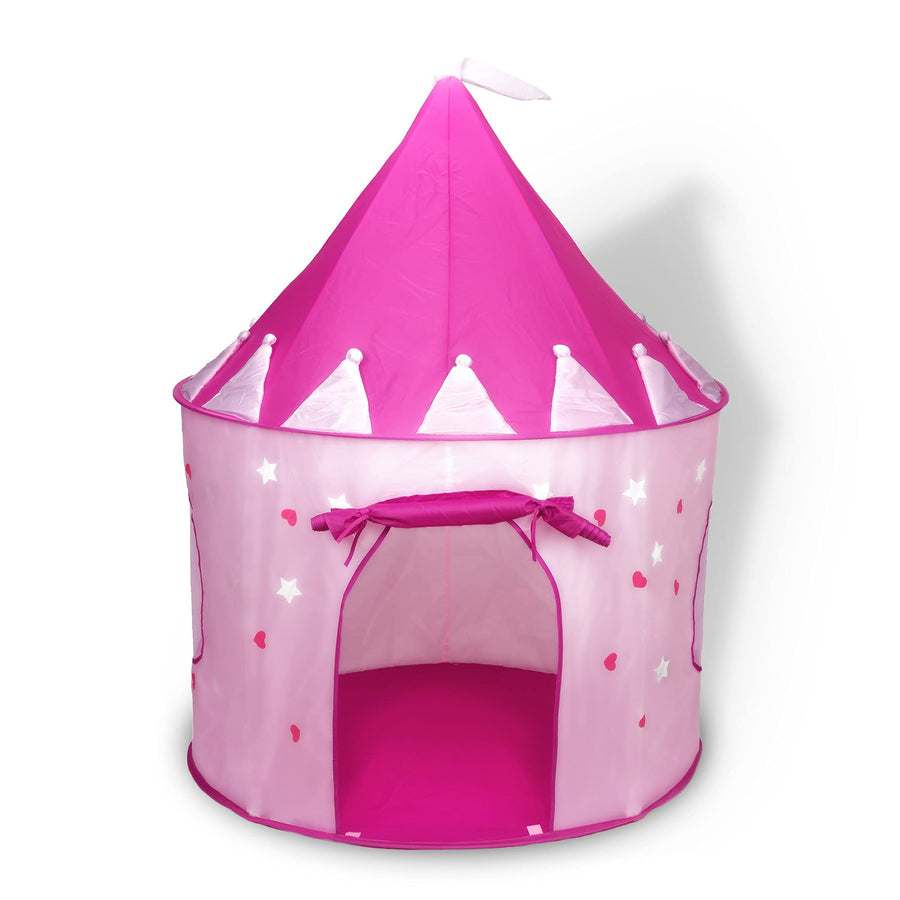 FoxPrint Princess Castle Play Tent With Glow In The Dark Stars, Conveniently Folds In To A Carrying Case, Your Kids Will Enjoy This Foldable Pop Up Pink Play Tent/House Toy For Indoor and Outdoor Use
