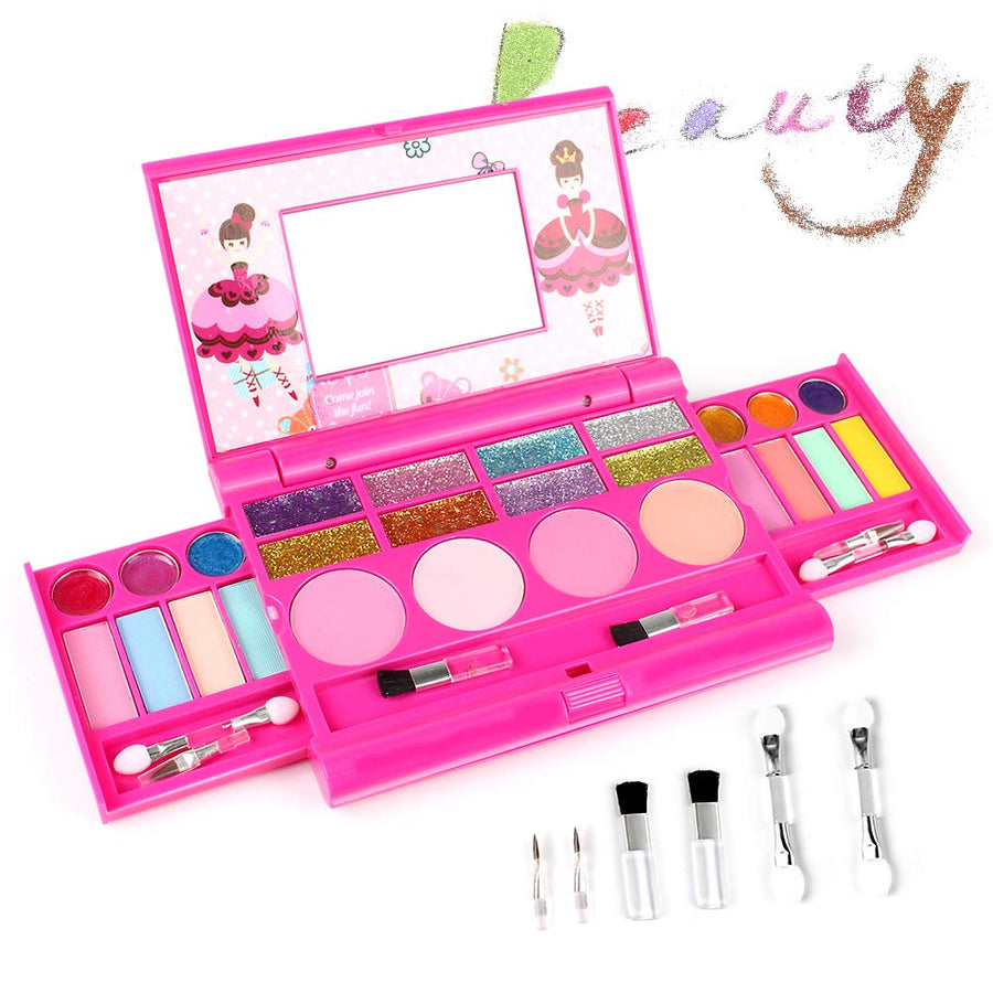 AMOSTING Real Makeup Toy For Girls Pretend Play Cosmetic Set Make Up Toys Kit Gifts for Kids, Pink