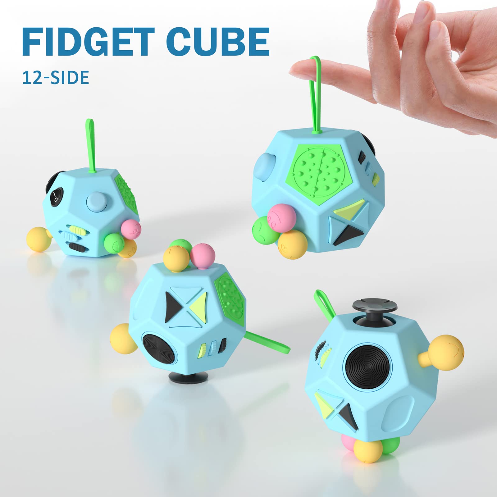 Fidget Dodecagon –12-Side Fidget Cube Relieves Stress and Anxiety Anti Depression Cube for Children and Adults with ADHD ADD OCD Autism (B3 Blue Sky)