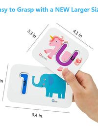 LiKee Alphabet Number Flash Cards Wooden Letter Puzzle ABC Sight Words Match Games Animal Counting Board Preschool Educational Montessori Toys for Toddlers Boys Girls 3+ Years (36 Cards& 37 Blocks)
