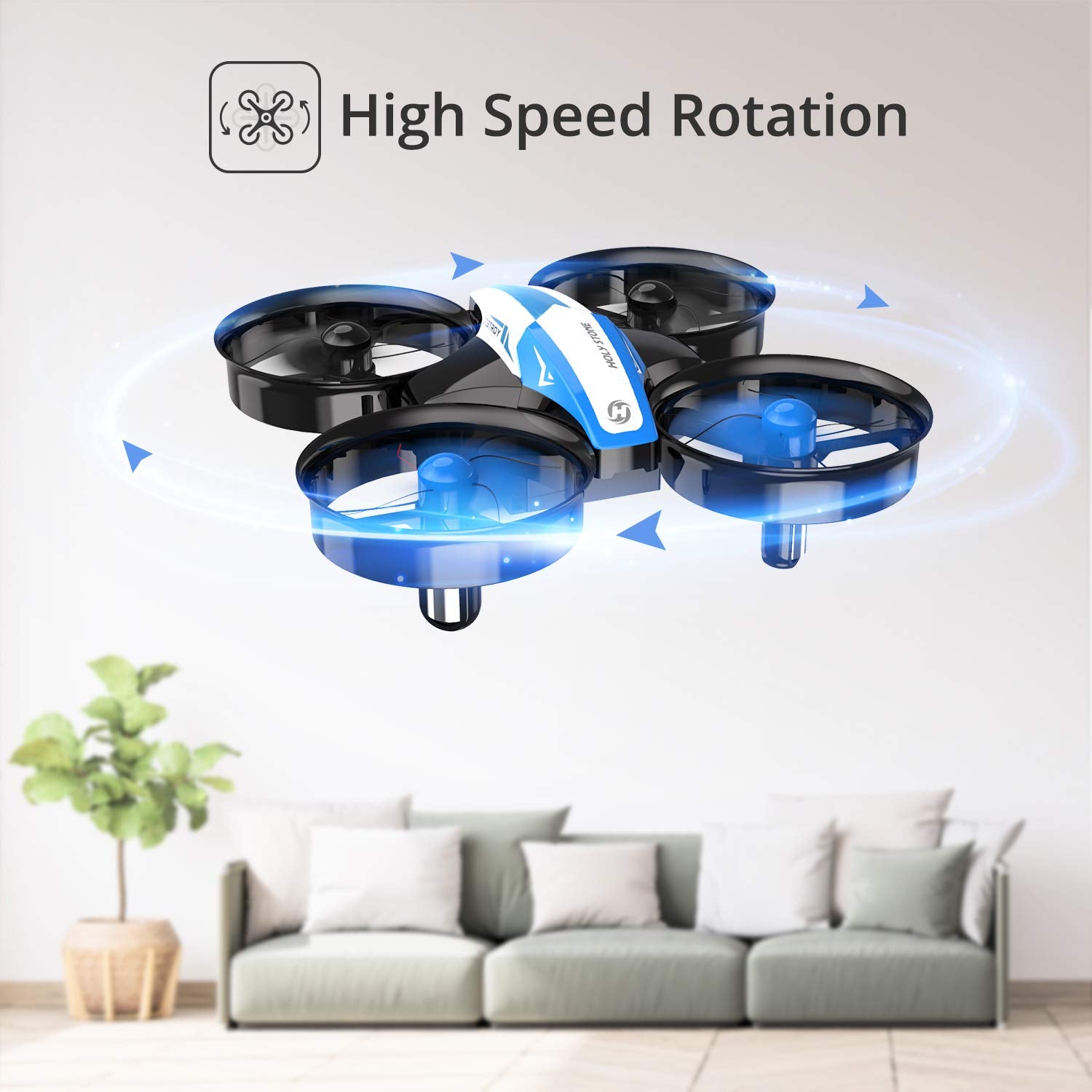 Holy Stone Mini Drone for Kids and Beginners RC Nano Quadcopter Indoor Small Helicopter Plane with Auto Hovering, 3D Flip, Headless Mode and 3 Batteries, Great Gift Toy for Boys and Girls, Blue