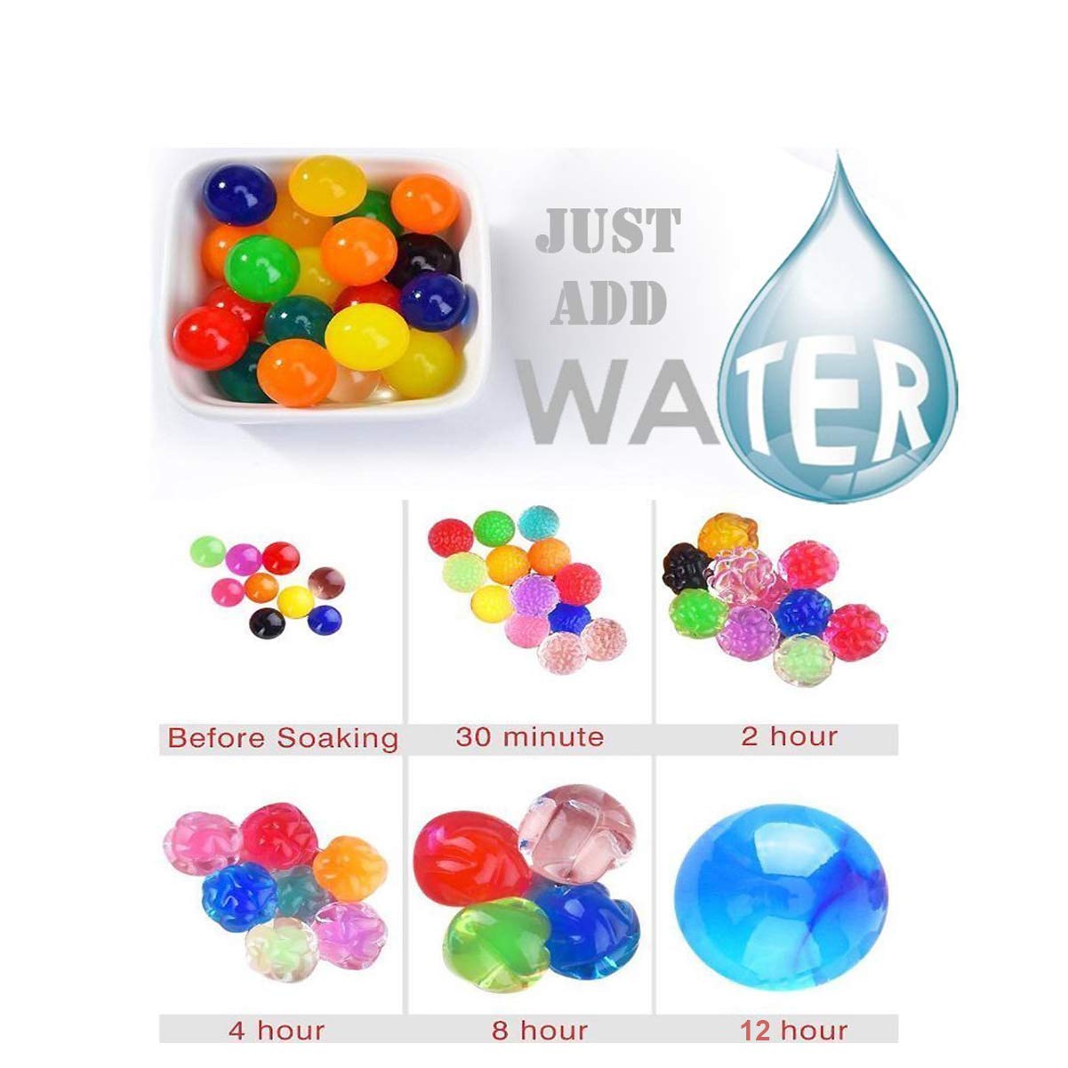 Non Toxic Water Beads Kit 300pcs Giant & 20000 Small Gel Beads for Kids-Value Package Sensory Toys and Decoration