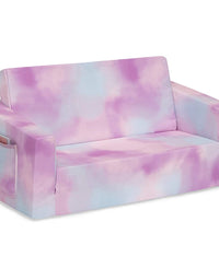 Delta Children Cozee Flip-Out Sofa - 2-in-1 Convertible Sofa to Lounger for Kids, Pink Tie Dye
