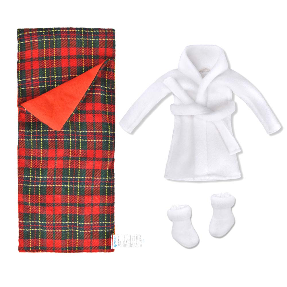 E-TING Sleeping Bag Santa Couture Christmas Accessory for Elf Doll (Doll is not Included) (Sleeping Bag + Bathrobe)