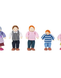 KidKraft 5" Wooden Poseable Doll Family of 7 - Caucasian, Gift for Ages 3+

