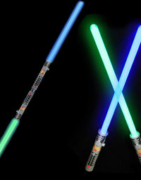 2-in-1 LED Light Up Swords Set FX Double Bladed Dual Sabers with Motion Sensitive Sound Effects (2 Pack)
