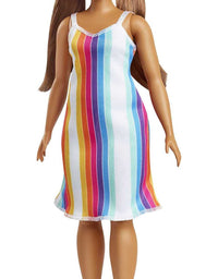 Barbie Loves The Ocean Beach-Themed Doll (11.5-inch Curvy Brunette), Made from Recycled Plastics, Wearing Fashion & Accessories, Gift for 3 to 7 Year Olds
