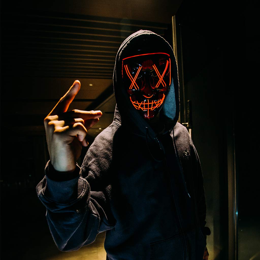 MeiGuiSha LED Halloween Light Up Purge Mask Women,Halloween Scary Cosplay Purge Mask LED for Festival Padrties