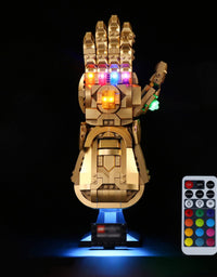 LED Light for Lego 76191 Infinity Gauntlet Collectible Building Kit, Decoration Lights for Thanos Hand Gauntlet Model, Remote Control DIY Lighting for Infinity Stones,Pack Without Building Block
