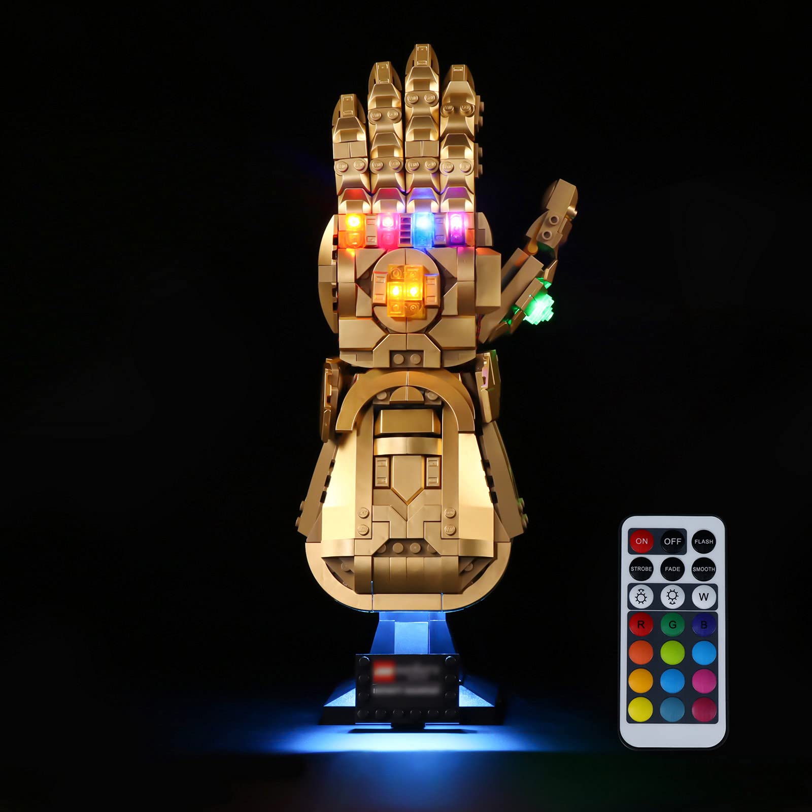 LED Light for Lego 76191 Infinity Gauntlet Collectible Building Kit, Decoration Lights for Thanos Hand Gauntlet Model, Remote Control DIY Lighting for Infinity Stones,Pack Without Building Block