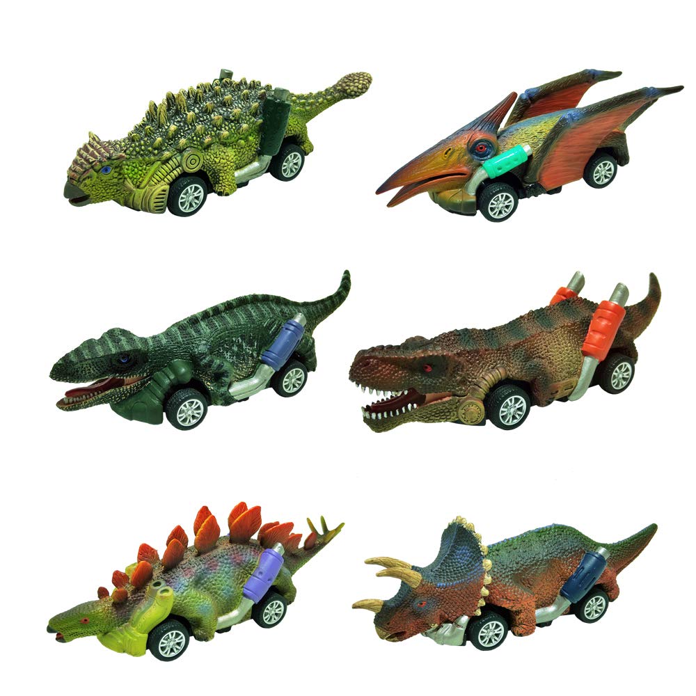 DINOBROS Dinosaur Toy Pull Back Cars, 6 Pack Dino Toys for 3 Year Old Boys and Toddlers, Boy Toys Age 3,4,5 and Up, Pull Back Toy Cars, Dinosaur Games with T-Rex