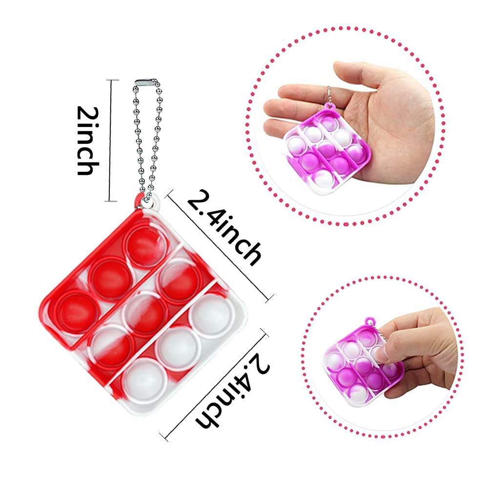 16pcs Mini Fidget Toy Push pop Keychain Toy, Anxiety Stress Reliever Hand Toys, Squeeze Sensory Toys to Relieve Emotional Stress for Kids Adults（Colorful1）