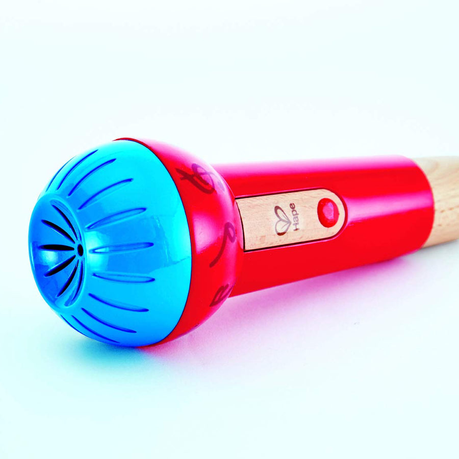 Hape Mighty Echo Microphone | Battery-Free Voice Amplifying Microphone Toy for Kids 1 Year & Up, Red, Model Number: E0337, L: 3.1, W: 3.1, H: 8.6 inch