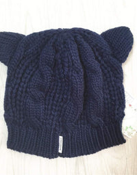 Amberetech Cute Woollike Knitted CAT Kitty Ears Women Lady Girl Headgear Crochet Hats
