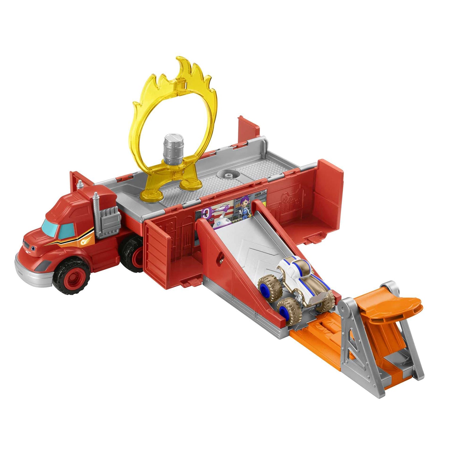 Fisher-Price Blaze and the Monster Machines Launch & Stunts Hauler, Transforming Vehicle and Playset with Die-Cast Monster Truck for Kids Ages 3 and Up
