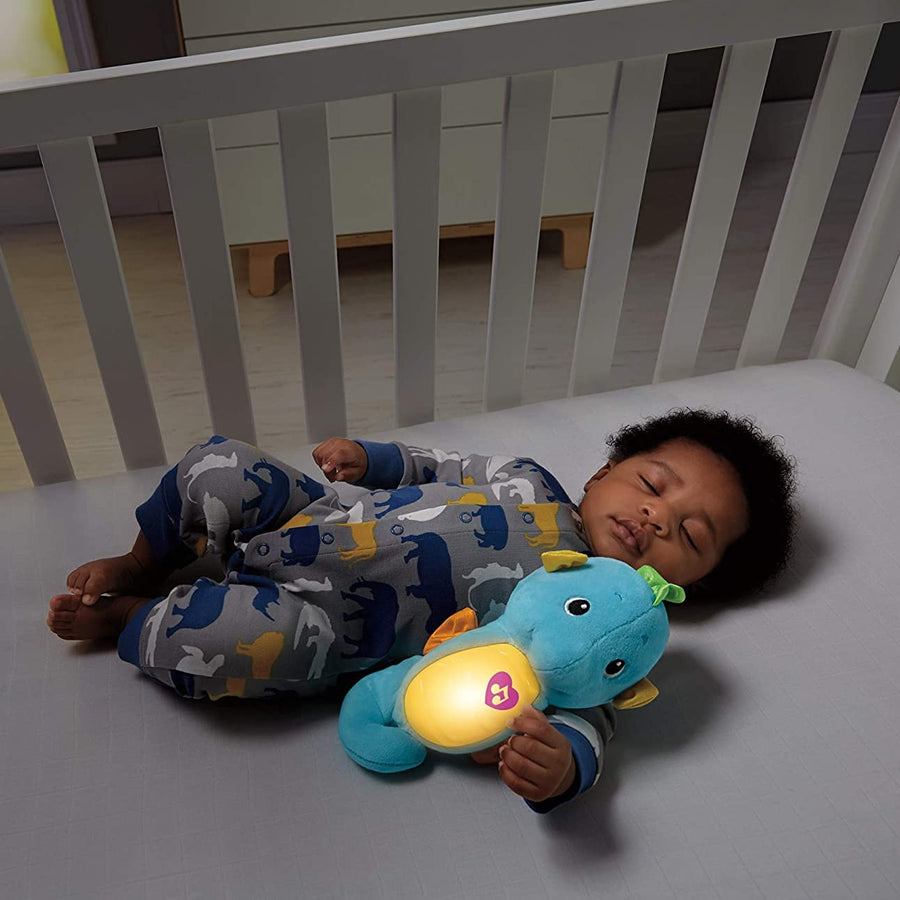 Fisher-Price Soothe & Glow Seahorse, Blue, Plush Musical Toy for Baby from Birth and Up