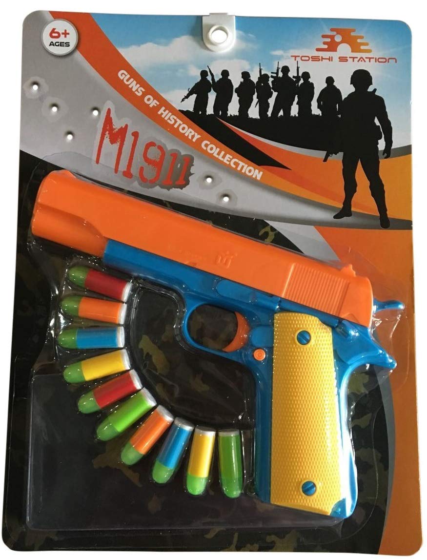 Colt 1911 Toy Gun with Ejecting Magazine and Glow Tip Bullets - Style of M1911 with Slide Action Orange Barrel for Safety Training or Play - Unique Gift Intended for Fun, Not Distance or Accuracy