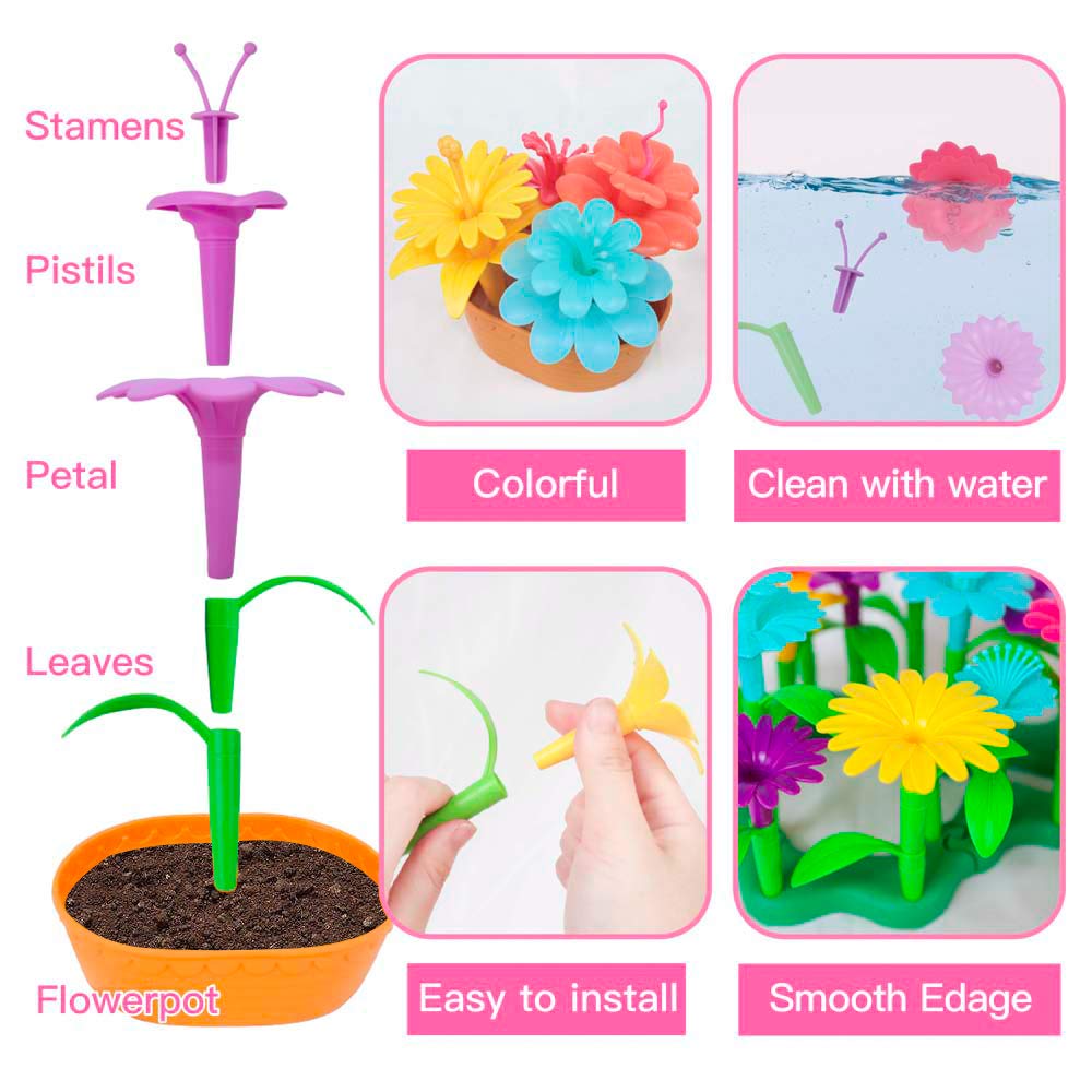 Girls Toys Age 3-6 Year Old Toddler Toys for Girls Gifts Flower Garden Building Toy Educational Activity Stem Toys(130 PCS)