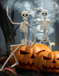 Halloween Skeletons Decorations Full Body Posable Joints 15'' Skeletons 2 Pack
