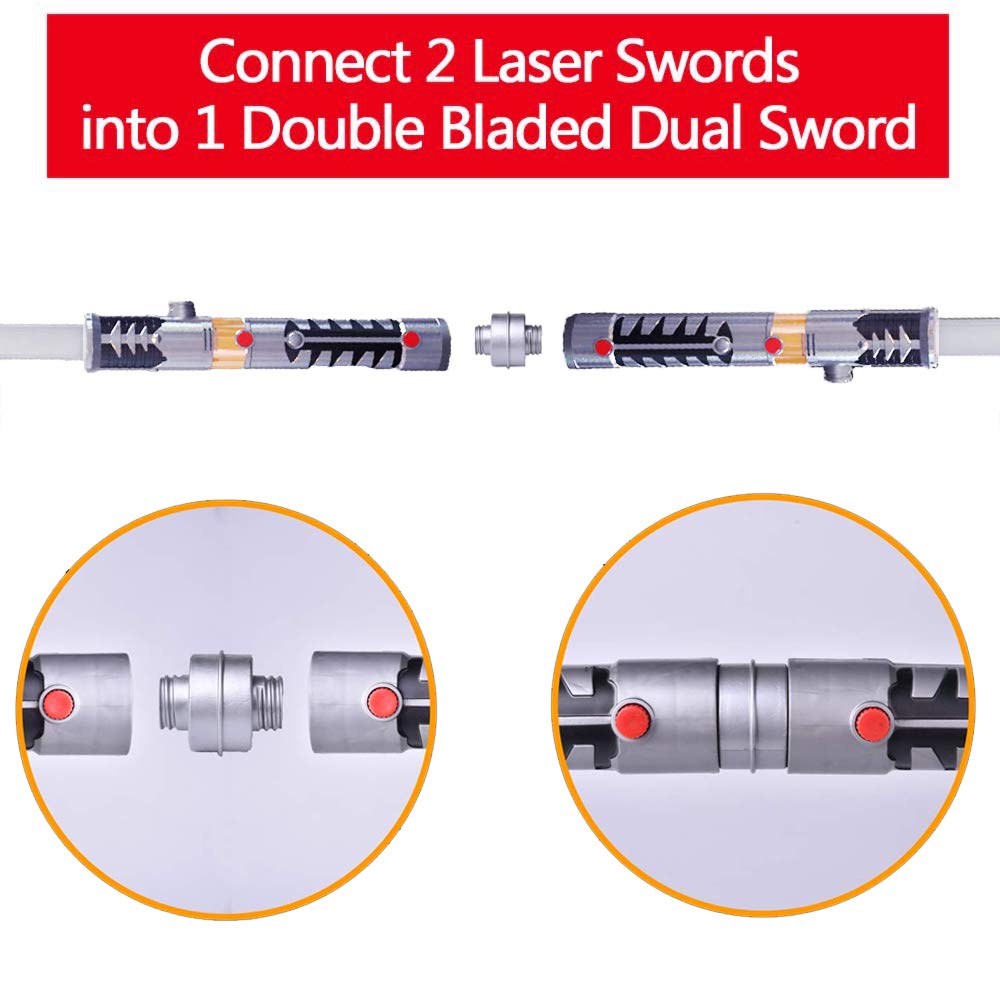 2-in-1 LED Light Up Swords Set FX Double Bladed Dual Sabers with Motion Sensitive Sound Effects (2 Pack)