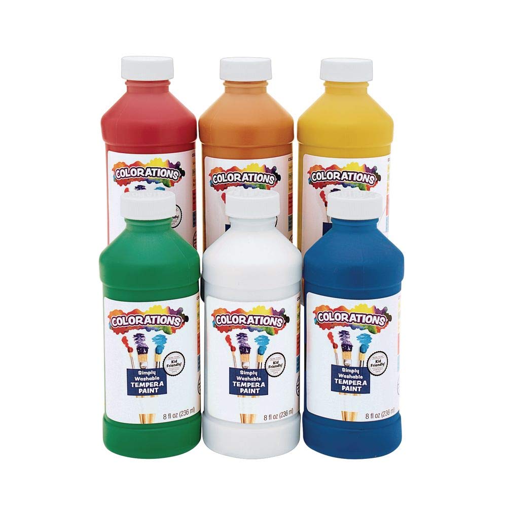 Colorations Washable Kids Paint – Safe, Vibrant Paints for Children with Bold Colors, Versatile Tempera Painting Set, Arts & Crafts Supplies for Home or School (Six 8oz Bottles)