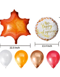 JOYIN 30 Pcs Thanksgiving Party Decoration Set Includes Pink FRIENDGIVING Foil Banner, 3 Large Maple Leaf Balloons, 2 Combo and 12 Latex Balloons Hanging Decoration Fall Holiday Decor Party Supplies
