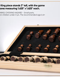 Chess Armory Chess Set 15" x 15"- Inlaid Walnut Wooden Chess Set with Folding Chess Board, Staunton Chess Pieces, & Storage Box - Chess Set Wood Board Game
