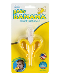 Baby Banana Yellow Banana Infant Toothbrush, Easy to Hold, Made in the USA, Train Infants Babies and Toddlers for Oral Hygiene, Teether Effect for Sore Gums, 4.33" x 0.39" x 7.87"
