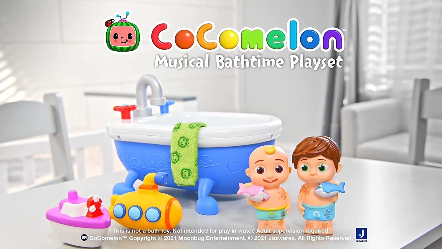 CoComelon Musical Bathtime Playset - Plays Clips of The ‘Bath Song’ - Features 2 Color Change Figures (JJ & Tomtom), 2 Toy Bath Squirters, Cleaning Cloth – Toys for Kids, Toddlers, and Preschoolers