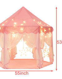 Sunnyglade 55'' x 53'' Princess Tent with 8.2 Feet Big and Large Star Lights Girls Large Playhouse Kids Castle Play Tent for Children Indoor and Outdoor Games Children's Day Gift

