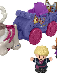 Fisher-Price Little People – Disney Frozen 2 Anna & Kristoff’s Wagon, push-along vehicle with character figures for toddlers and preschool kids
