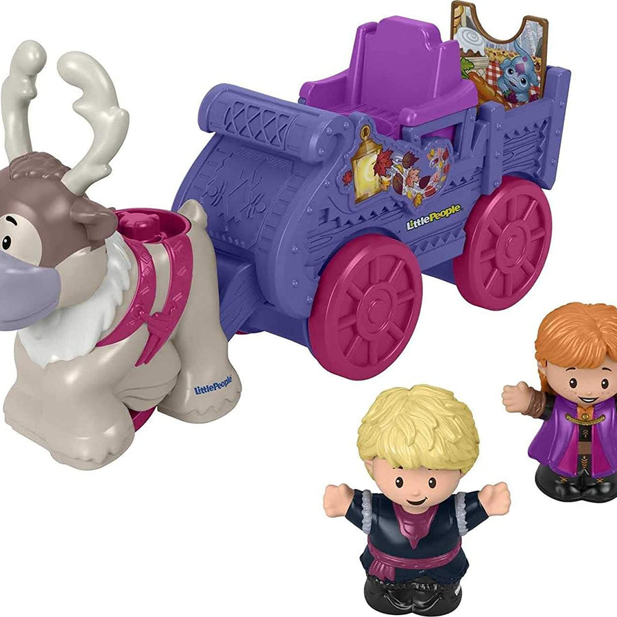 Fisher-Price Little People – Disney Frozen 2 Anna & Kristoff’s Wagon, push-along vehicle with character figures for toddlers and preschool kids