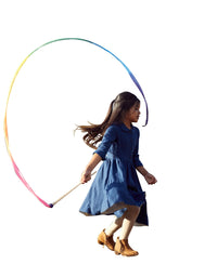 Sarah's Silks Rainbow Streamer - 8' Long Ribbon Wand for Kids, Pretend Play, Dance, Baton Stick Twirling, and Gymnastics Party Favors | 100% Silk and Wood Montessori and Waldorf Toys
