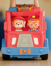 Blippi Fire Truck - Fun Freewheeling Vehicles with Freewheeling Features Including 3 Firefighter and Fire Dog, Sounds and Phrases - Educational Vehicles for Toddlers and Young Kids
