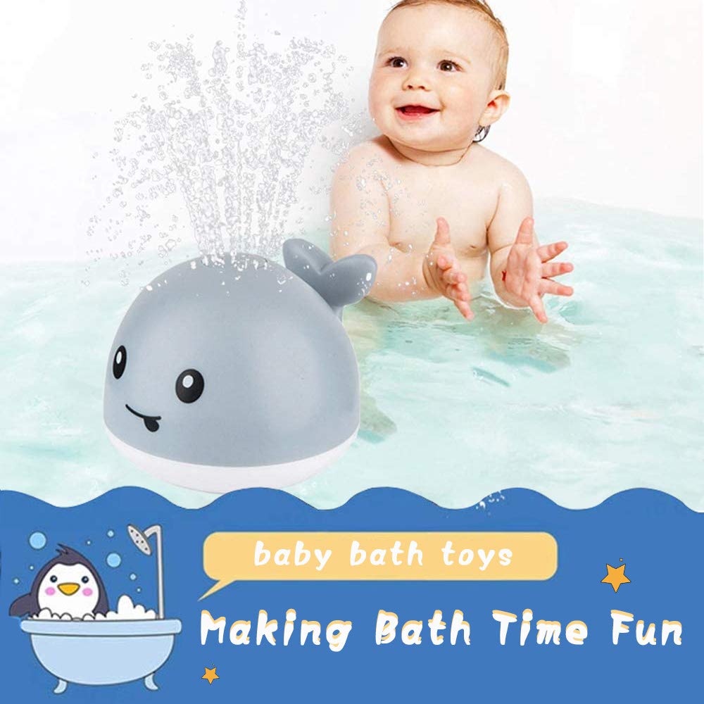 Love Sunshine Baby Bath Toys, Baby Toys Whale, Light Up Bath Toys, Sprinkler Bathtub Toys for Toddlers Infant Kids Boys Girls, Spray Water Bath Toy, Pool Bathroom Baby Toy