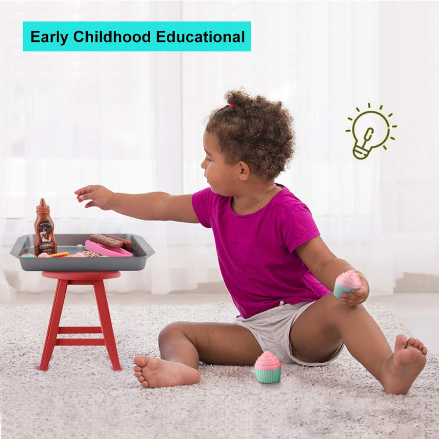 ELitao Cookie Play Food Set, Play Food for Kids Kitchen - Toy Food Accessories - Toy Foods with Play Baking Cookies and Cupcakes Plastic Food for Pretend Play, Kids Toddler Childrens Birthday Gifts