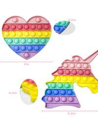 Teamgee Rainbow Unicorn Heart Pop Fidget Toy, Silicone Push Sensory Pop Stress Bubble Toy Reliever Office School Game Gift for Kids Children Adults 2 Pack (Pink Unicorn Heart)
