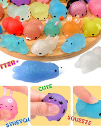 ORWINE Squishies 28pcs Mochi Squishys Toys 2nd Generation Party Favors for Kids Birthday Gift for Girl Boy Glitter Mini Squishy Mochi Animal Squishies Stress Relief Toy Xmas Gift for Kid Adult, Random
