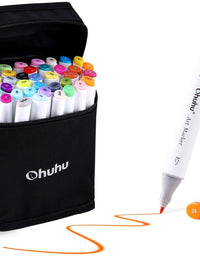 Ohuhu Alcohol Markers, Double Tipped Art Markers for Kids, Adults Coloring Illustrations, Alcohol-based Ink, 40 Unique Colors + 1 Blender + 1 Marker Case, Chisel & Fine, Oahu Series of Ohuhu Markers
