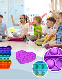 (4 Pack) Fidget Sensory Toy, LEERUI Bubble Popper Squeeze Sensory Toys for Kids Adults, 1PCS-Astronaut,1PCS Heart with Pink Color and 2PCS Random Shape&Color
