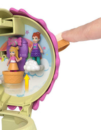 Polly Pocket Spin ‘n Surprise Compact Playset, Ice Cream Cone Shape, Playground Theme, 3 Floors, 25 Surprise Accessories Including Micro Polly & Lila Dolls, Great Gift for Ages 4 Years Old & Up
