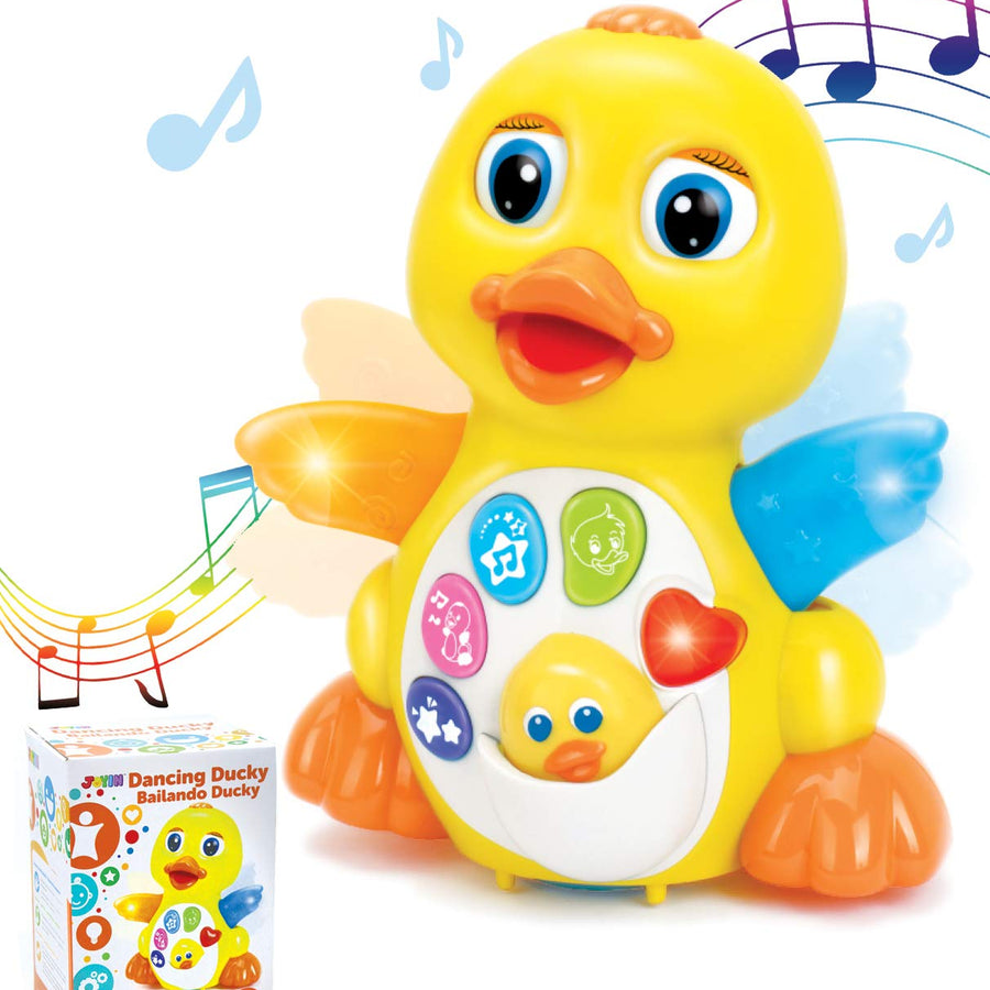 JOYIN Baby Musical Toy Dancing Walking Yellow Duck Baby Toy with Music and LED Lights, Infant Light Up Toys, Activity Center for Toddlers, Baby Learning Development Toy