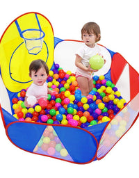 Eocolz Kids Ball Pit Large Pop Up Childrens Ball Pits Tent for Toddlers Playhouse Baby Crawl Playpen with Basketball Hoop and Zipper Storage Bag, 4 Ft/120CM, Balls Not Included
