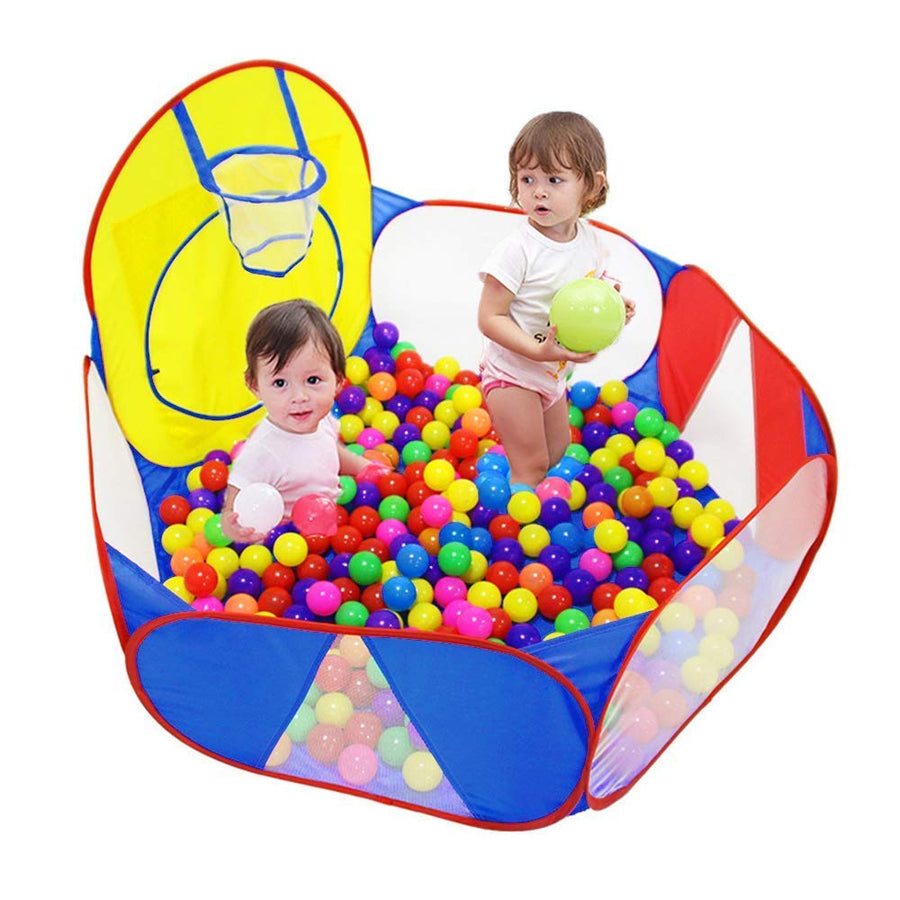 Eocolz Kids Ball Pit Large Pop Up Childrens Ball Pits Tent for Toddlers Playhouse Baby Crawl Playpen with Basketball Hoop and Zipper Storage Bag, 4 Ft/120CM, Balls Not Included