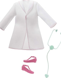 Barbie Doctor Doll (12-in/30.40-cm), Brunette Hair, Curvy Shape, Doctor Coat, Print Dress, Stethoscope Accessory, Great Toy Gift for Ages 3 Years Old & Up , White
