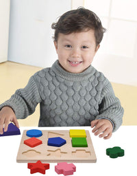 GYBBER&MUMU Wooden Preschool Colorful Shape Puzzle
